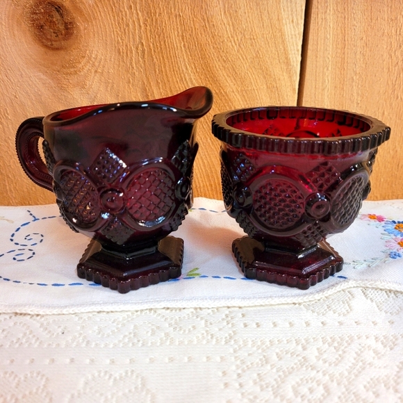 Cape Cod By Avon Glass Open Sugar Bowl - Ruby Color, Vintage 1975, 3.25" High